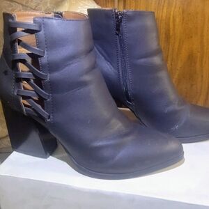 Cato Black Ankle Booties with Side Cutouts
